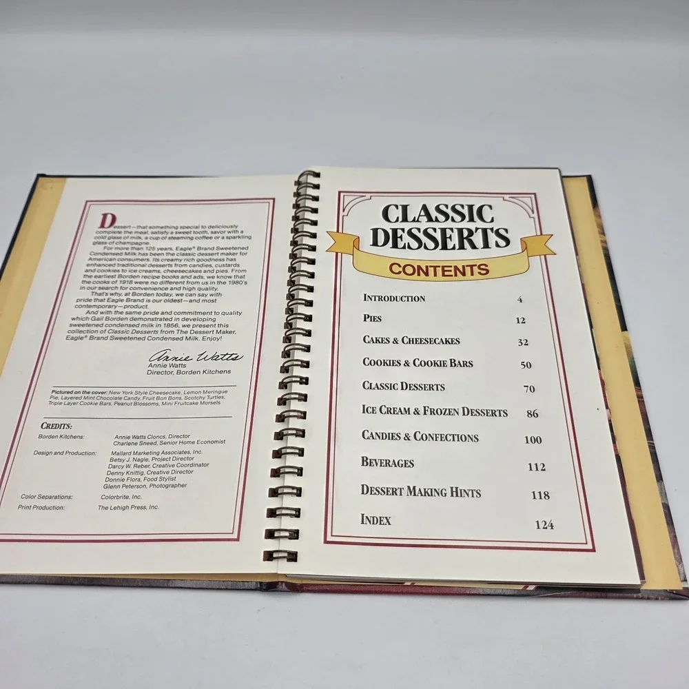 Classic Desserts From the Dessert Maker 1984 Eagle Brand Hardcover Spiral Book